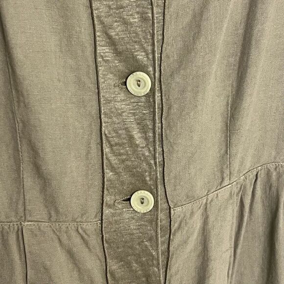 Transit Par-Such Green V-Neck Above Knee Button Front Long Sleeve Dress Size 4 - Picture 5 of 16